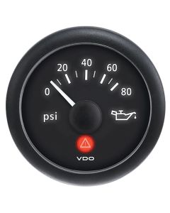 Viewline Onyx Series Black Face Gauges - Oil Pressure Gauge (80 PSI)