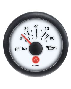 Viewline Ivory Series White Face Gauges - Oil Pressure Gauge (80 PSI)