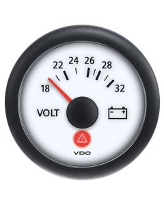 Viewline Ivory Series White Face Gauges - Voltmeter (24v)