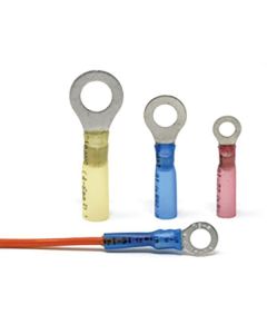 Heat Shrink Insulated Ring Terminals (16-14 AWG - 3/8”, Blue)