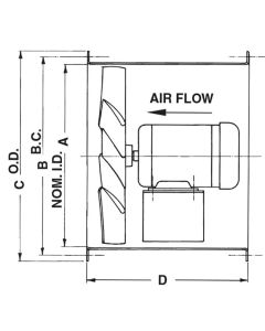 12” to 48” Direct Drive Tube Axial Duct Fan - 3450 RPM (3/4 HP Frame/Prop)