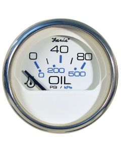 Chesapeake White Stainless Steel Gauges - Oil Pressure Gauge (80 PSI)