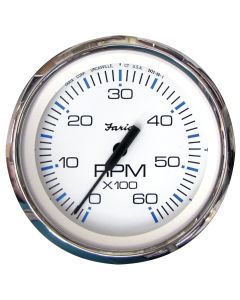 Chesapeake White Stainless Steel Gauges - Tachometer (Gas, Inboard and I/O, 6,000 RPM)