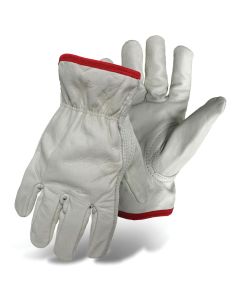 Grain Cowhide Driver Shirred Elastic Black Gloves