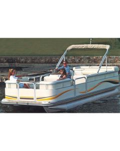 Pontoon with Bimini Top and Rails that Fully Enclose Deck Cover 20' 6" x 102" (Mist Gray)