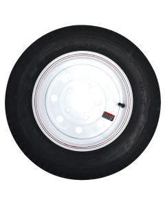 Painted White Mod Wheel with Stripe/Bias Ply Trailer Tire (480-12, 5 Lugs)