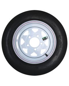 Painted White Spoke Wheel with Stripe/Bias Ply Trailer Tire (ST175/80D-13, 4 Lugs)