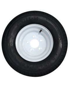 Painted White Plain Wheel/Wide Profile Bias Ply Trailer Tire (205/65-10, 5 Lugs)