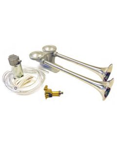 Fultone Twin Air Horns with 24V Compressor Kit (Stainless Steel)