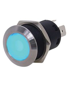 L.E.D. Backlit Stainless Steel Push Button Switch (Self-Locking Blue LED)