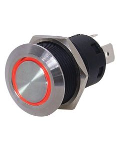 L.E.D. Stainless Steel Push Button Switch (Self-Locking Red LED Ring)