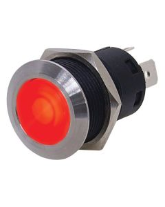 L.E.D. Backlit Stainless Steel Push Button Switch (Momentary Red LED)