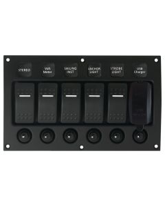 Water Resistant Curved 5 Switch Panel with USB Charger