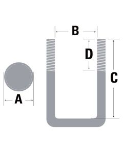 Square Galvanized U-Bolts (1/2” x 2-1/16” x 4-3/16” x 2”)