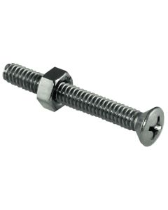 Phillips Oval Machine Screws with Nut (1/4-20 x 3, 2 pcs)