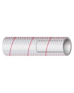 Polyester Reinforced All Clear PVC Tubing - Red-Tracer (1-1/4” ID)