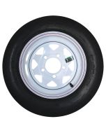 Painted White Spoke Wheel with Stripe/Bias Ply Trailer Tire (ST205/75D-14, 5 Lugs)