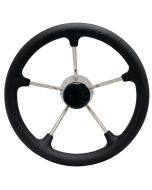 Stainless Steel Destroyer Steering Wheel with Black Composite Center Cap and Black Foam Grip (15-1/2”)